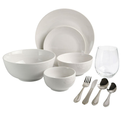 Gibson Home All U Need Service de table 60 pièces Assiettes, bols, verres, fourchettes, cuillères et couteaux (Service pour 6)