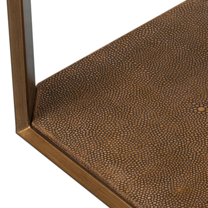 Table d'appoint en laiton antique avec plateau en verre