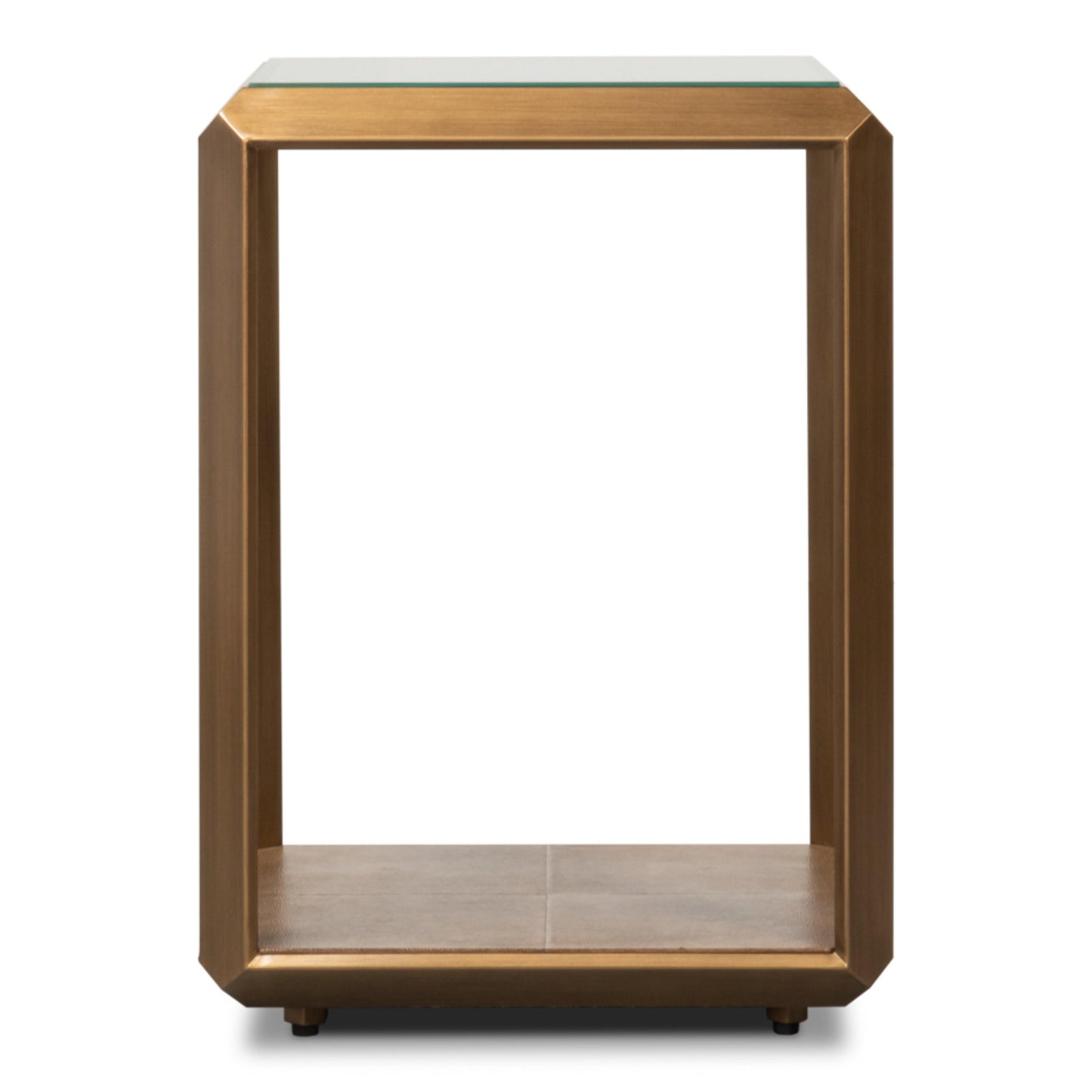 Table d'appoint en laiton antique avec plateau en verre