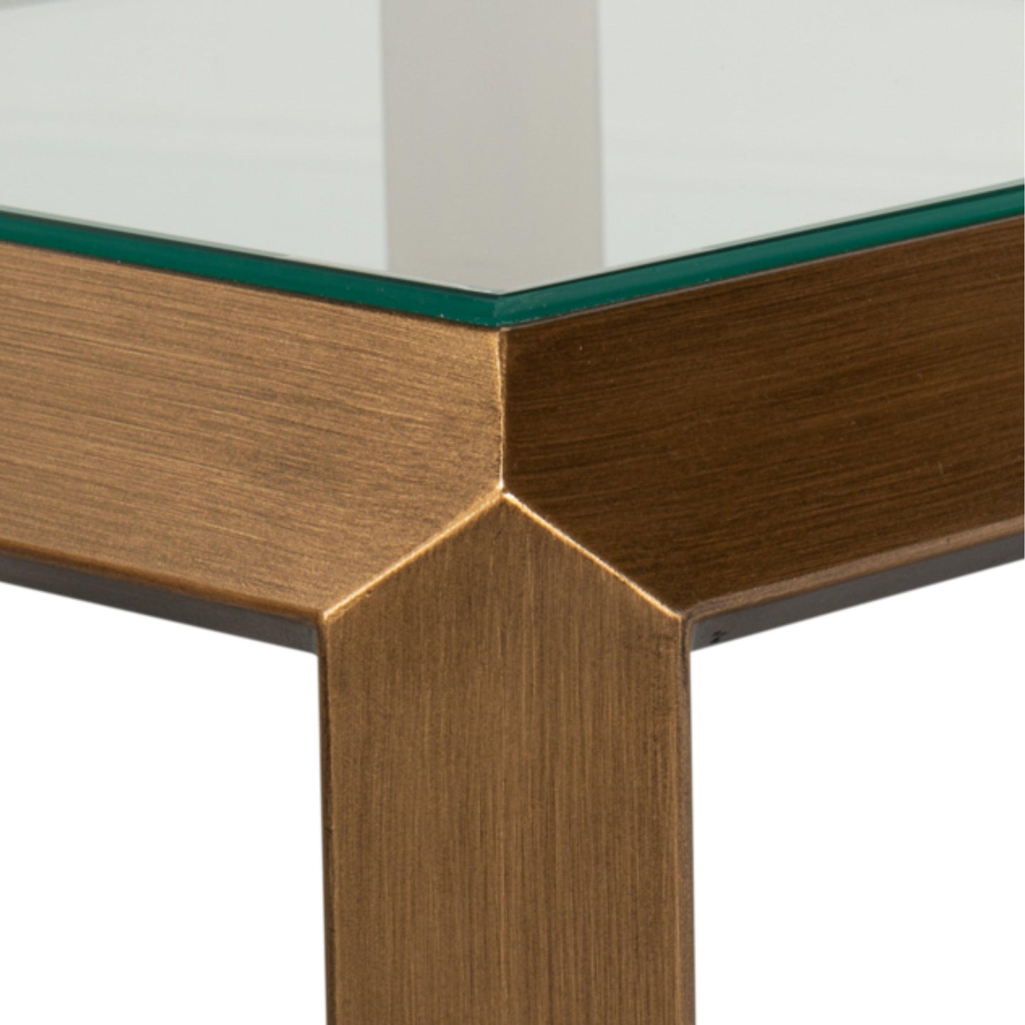 Table d'appoint en laiton antique avec plateau en verre