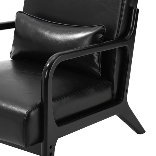 Fauteuil d'appoint moderne en cuir synthétique Glitzhome 30,75 po de hauteur, style milieu de siècle, avec coussin – 25,75 po de largeur x 33,75 po de profondeur x 30,75 po de hauteur