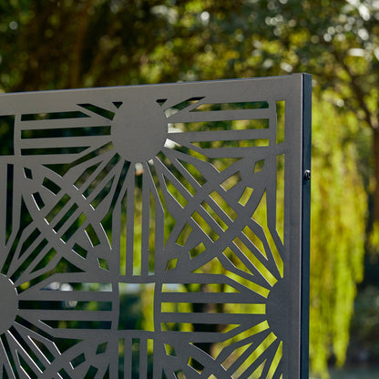 Paravent de confidentialité à 3 panneaux galvanisé à motifs floraux de 6 pieds de Glitzhome