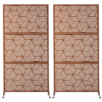 Paravent de confidentialité à 3 panneaux galvanisé à motifs floraux de 6 pieds de Glitzhome