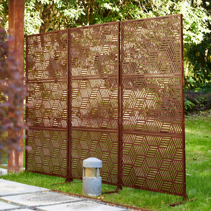Paravent de confidentialité à 3 panneaux galvanisé à motifs floraux de 6 pieds de Glitzhome