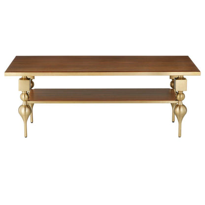 Table basse avec plateau en noyer doré