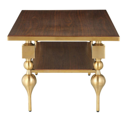 Table basse avec plateau en noyer doré