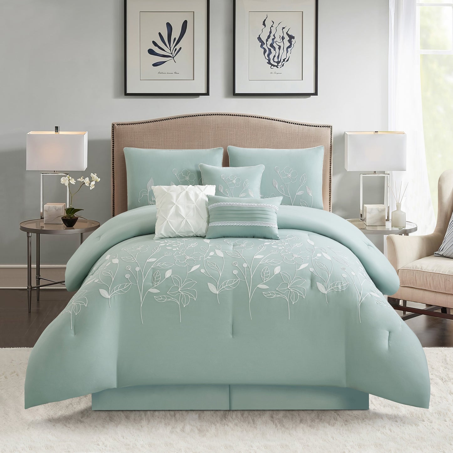 Ensemble de couette florale botanique Nanshing Taylor 7 pièces