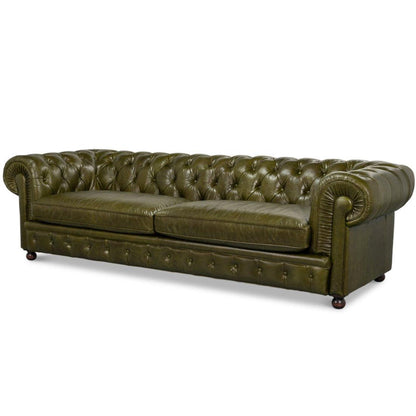 Canapé Chesterfield en cuir vert de luxe