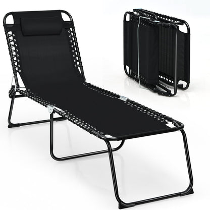 Chaise longue de plage pliante Gymax avec oreiller, 4 niveaux