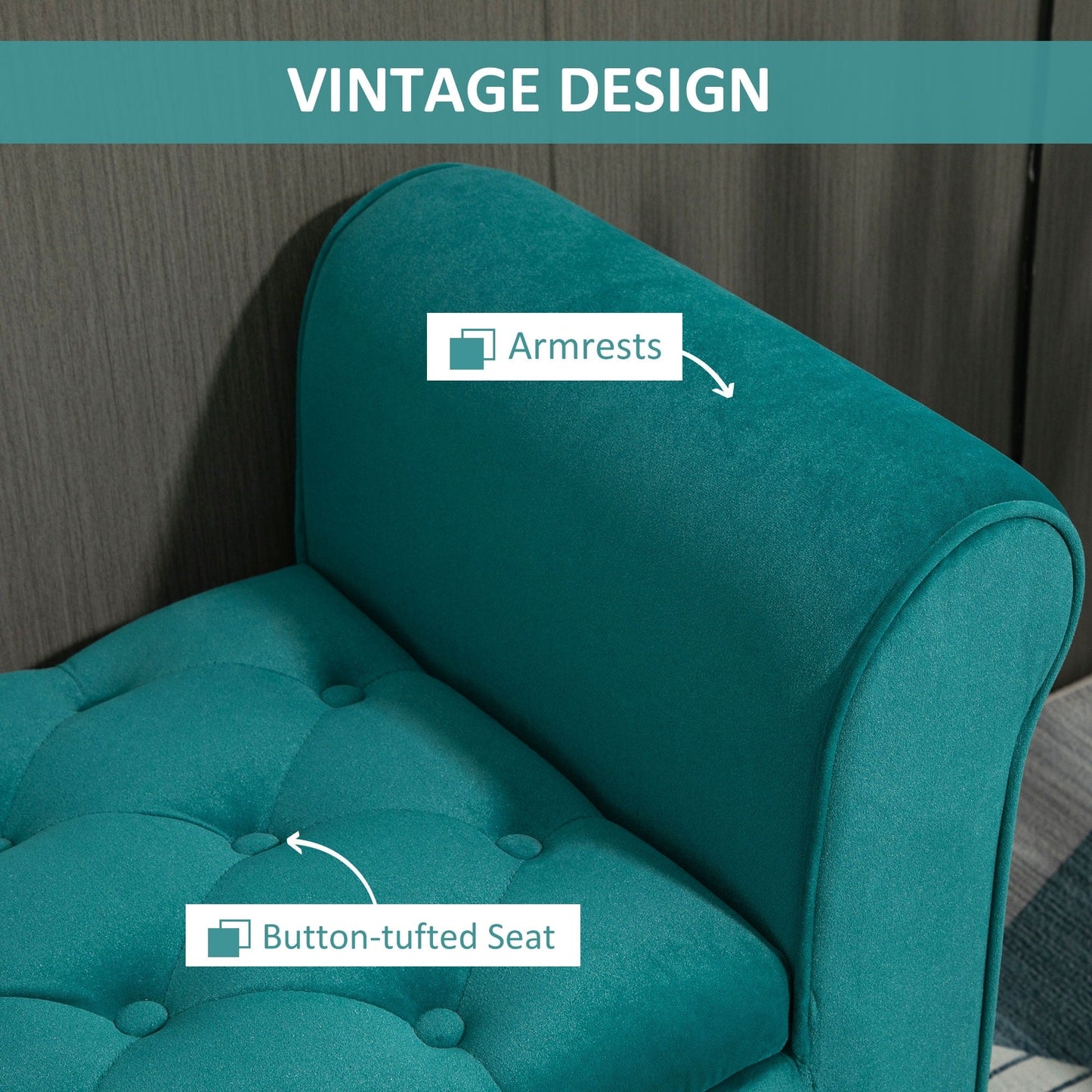 Banc ottoman de rangement capitonné HOMCOM, banc de lit rembourré avec accoudoirs roulés pour chambre, salon ou couloir