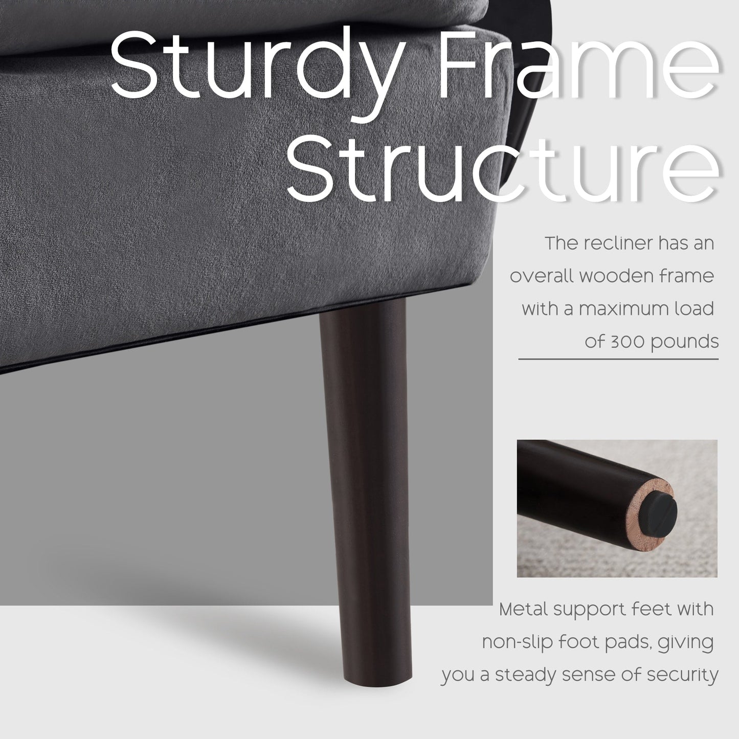 Fauteuil d'appoint HOMYKA avec dossier réglable et pouf de rangement