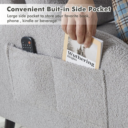 Fauteuil d'appoint HOMYKA avec dossier réglable et pouf de rangement