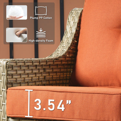 Ensemble de 2 chaises de patio d'extérieur en rotin et osier à dossier haut HOOOWOOO