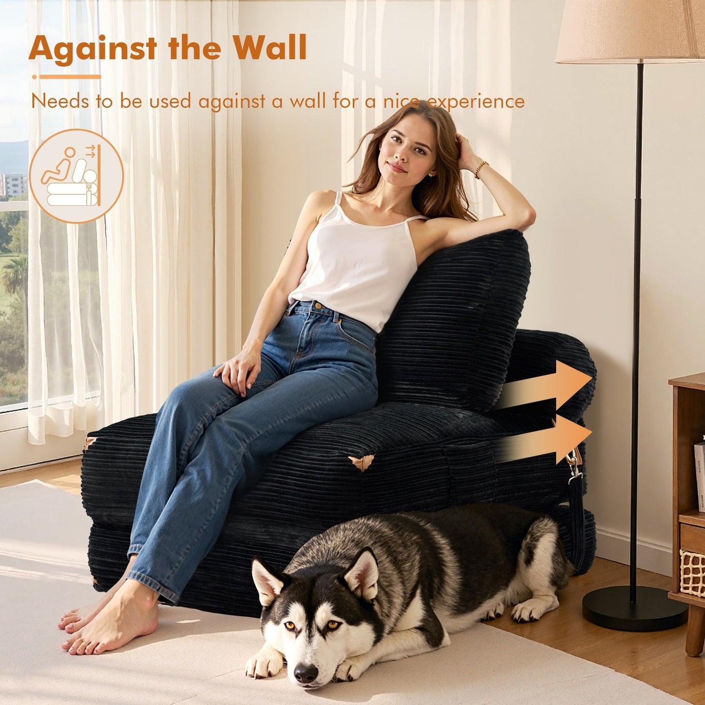 Canapé-lit pliant moderne en velours côtelé HOOOWOOO