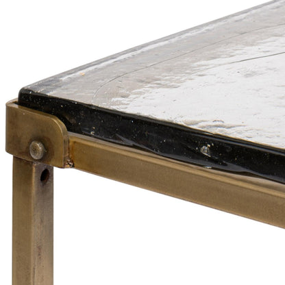 Table basse sectionnelle en laiton avec plateau en verre