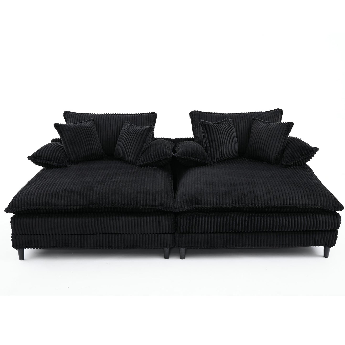 Canapé-lit Harmonia 109 W surdimensionné en velours côtelé, siège profond, double méridienne avec 4 oreillers