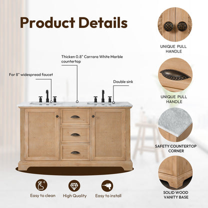 Meuble-lavabo Hervas avec plateau en marbre naturel sans miroir