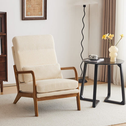 Chaise de loisirs à dossier haut en bois massif avec accoudoirs et dossier Chaise d'appoint