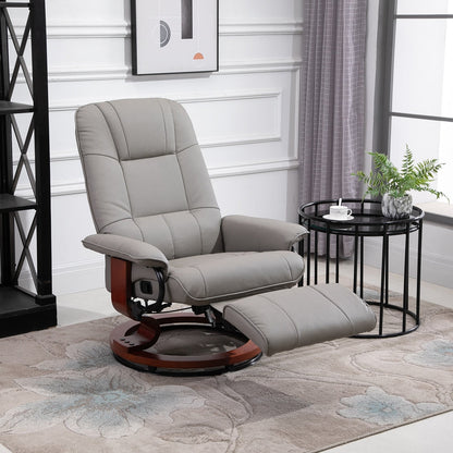 Fauteuil inclinable manuel pivotant et réglable en similicuir HomCom avec repose-pieds confortable et relaxant