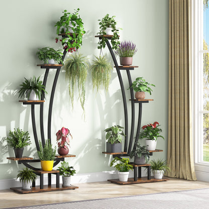 Support pour plantes d'intérieur, support à fleurs à 6 niveaux pour jardin - Lot de 2
