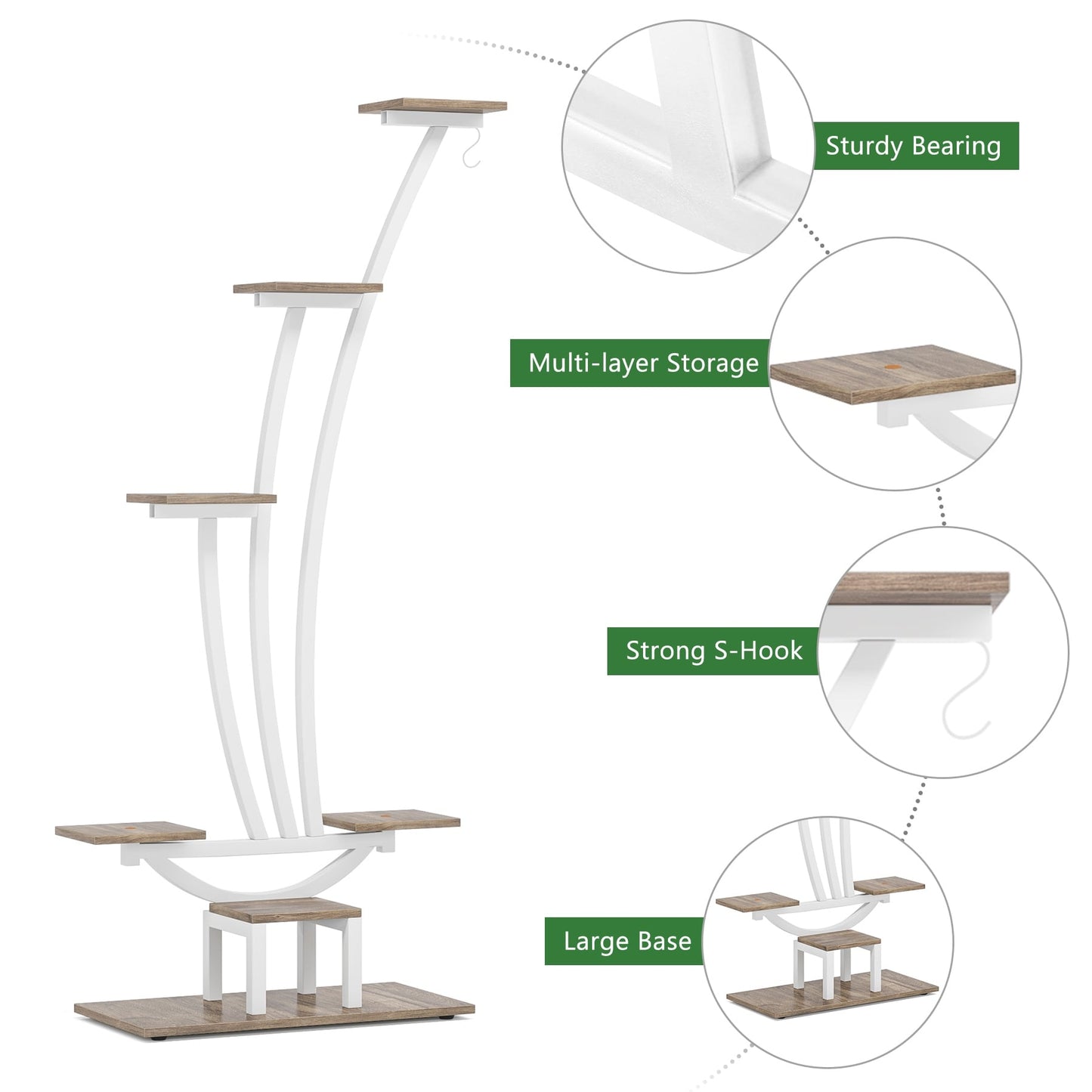 Support pour plantes d'intérieur, support à fleurs à 6 niveaux pour jardin - Lot de 2