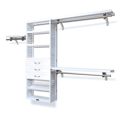 Système de placard en bois massif John Louis Home avec 3 tiroirs blanc