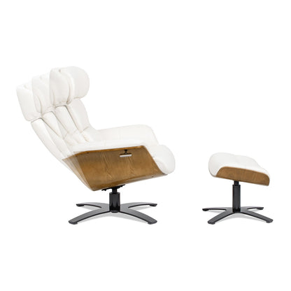 Fauteuil inclinable Jovan 31,5 en cuir véritable avec pouf