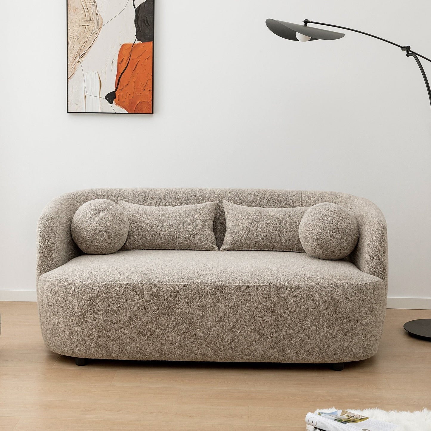 Causeuse 2 places rembourrée KINWELL Boucle avec oreillers