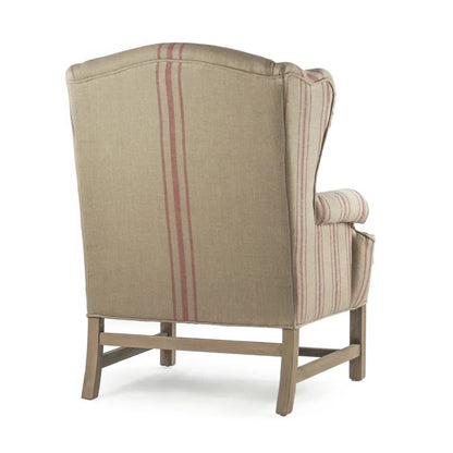 Fauteuil d'appoint kaki français à rayures rouges