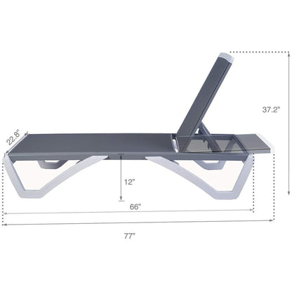 Chaise longue inclinable et réglable Kozyard Alan, pieds entièrement plats en aluminium et résine polypropylène