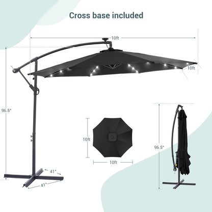 Parasol de terrasse déporté à LED LIVOOSUN de 10 pieds avec base croisée