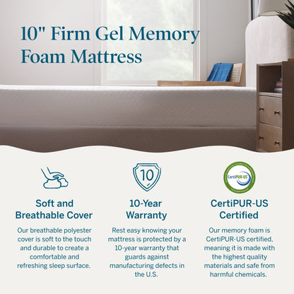 Matelas Lucid en mousse à mémoire de forme de luxe de 10 pouces