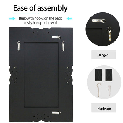 Grand miroir mural emboîtable avec perles de cristal rectangulaires