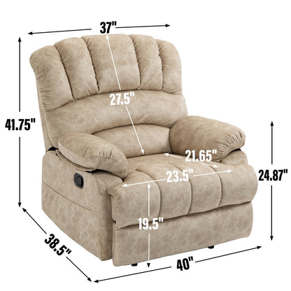 Grand fauteuil inclinable manuel pour adulte, canapé inclinable simple en tissu confortable, fauteuil inclinable rembourré pour salon