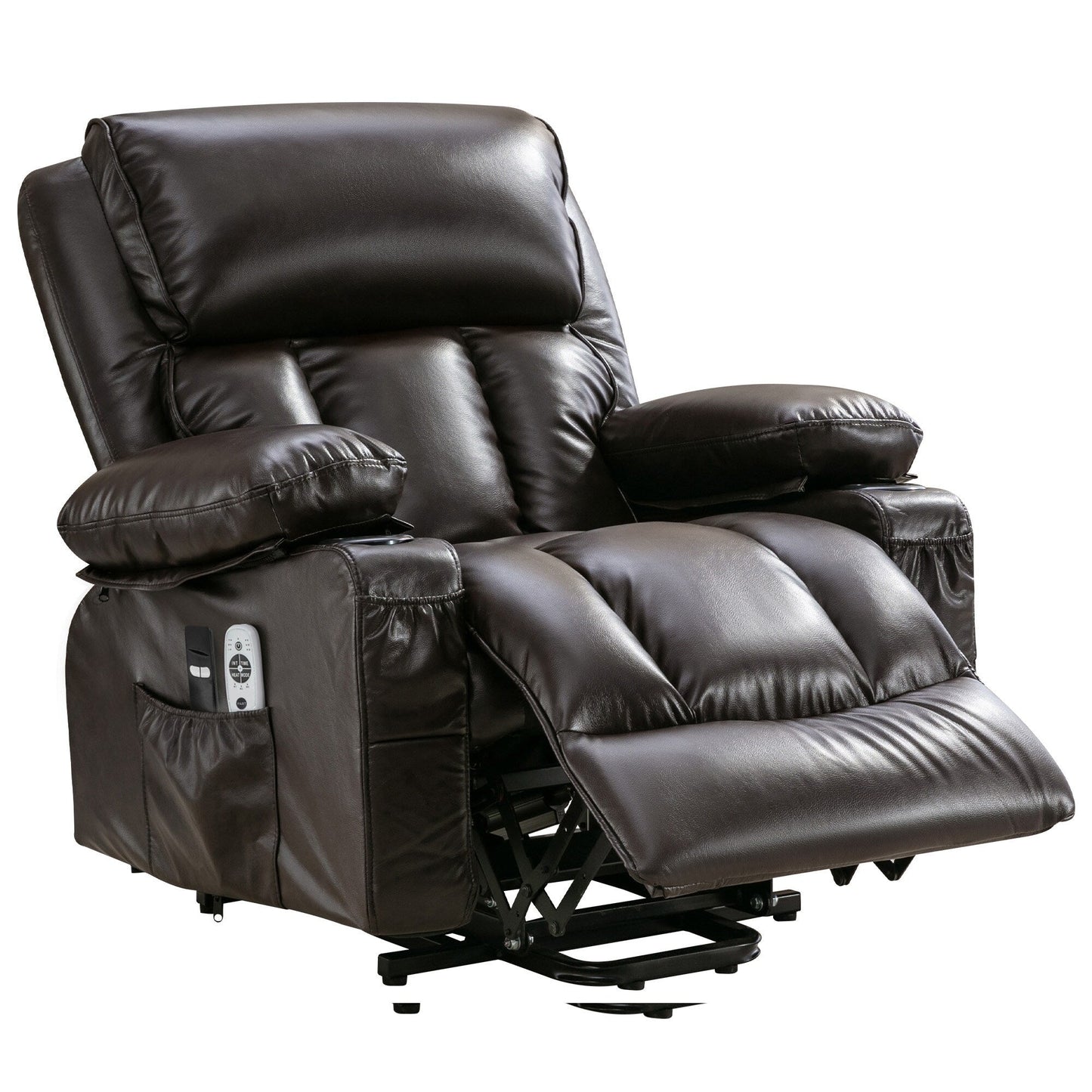 Grand fauteuil inclinable électrique avec chauffage et massage 8 points - Télécommande, port USB