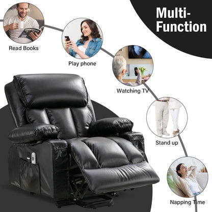 Grand fauteuil inclinable électrique avec chauffage et massage 8 points - Télécommande, port USB