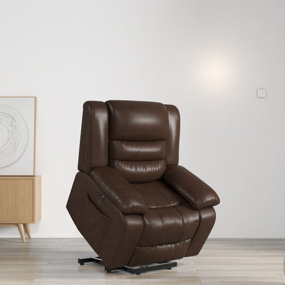 Fauteuil inclinable releveur en cuir avec double moteur, fauteuils inclinables électriques surdimensionnés avec chauffage et massage électrique