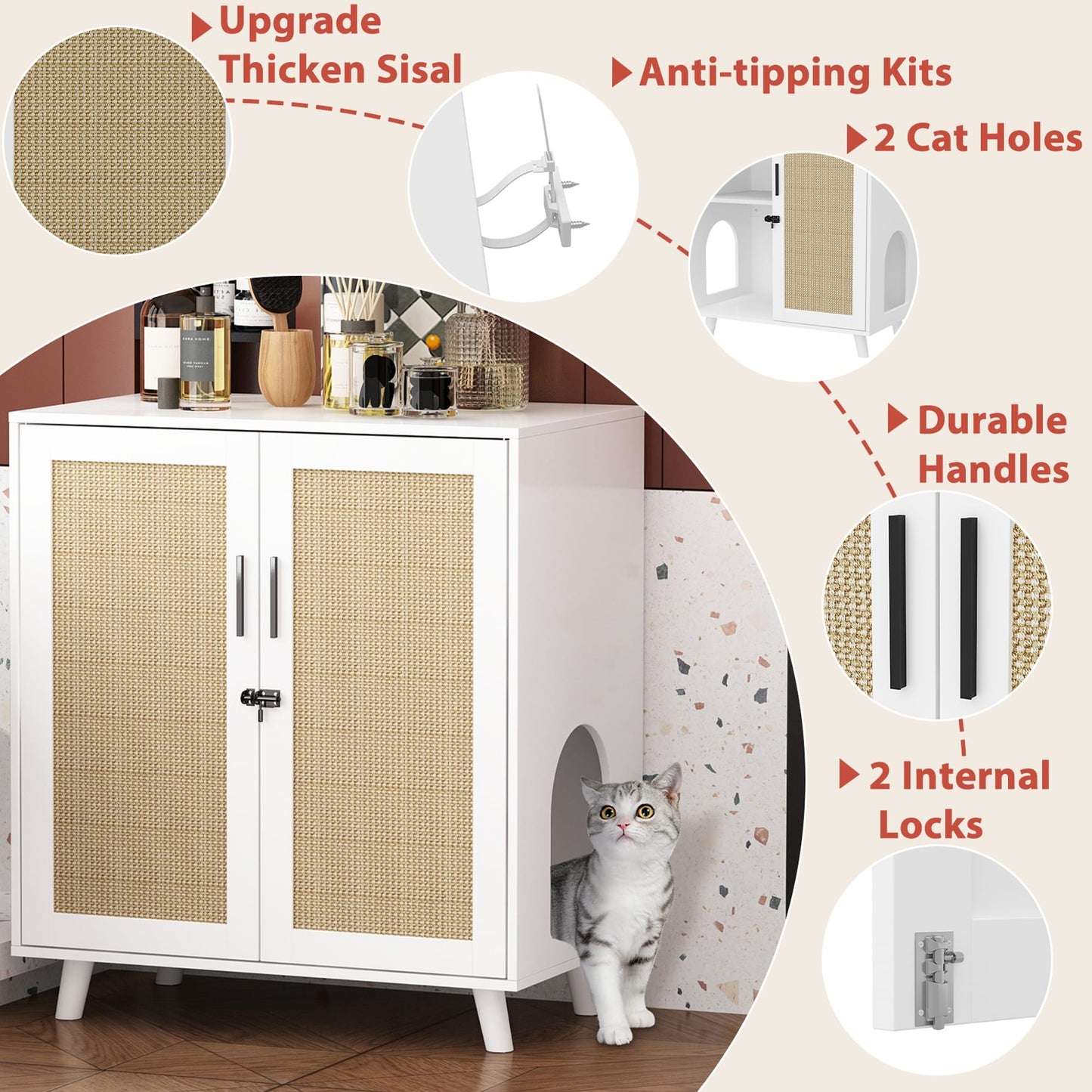 Enceinte de bac à litière pour chat Meubles Table d'appoint Canapé Table