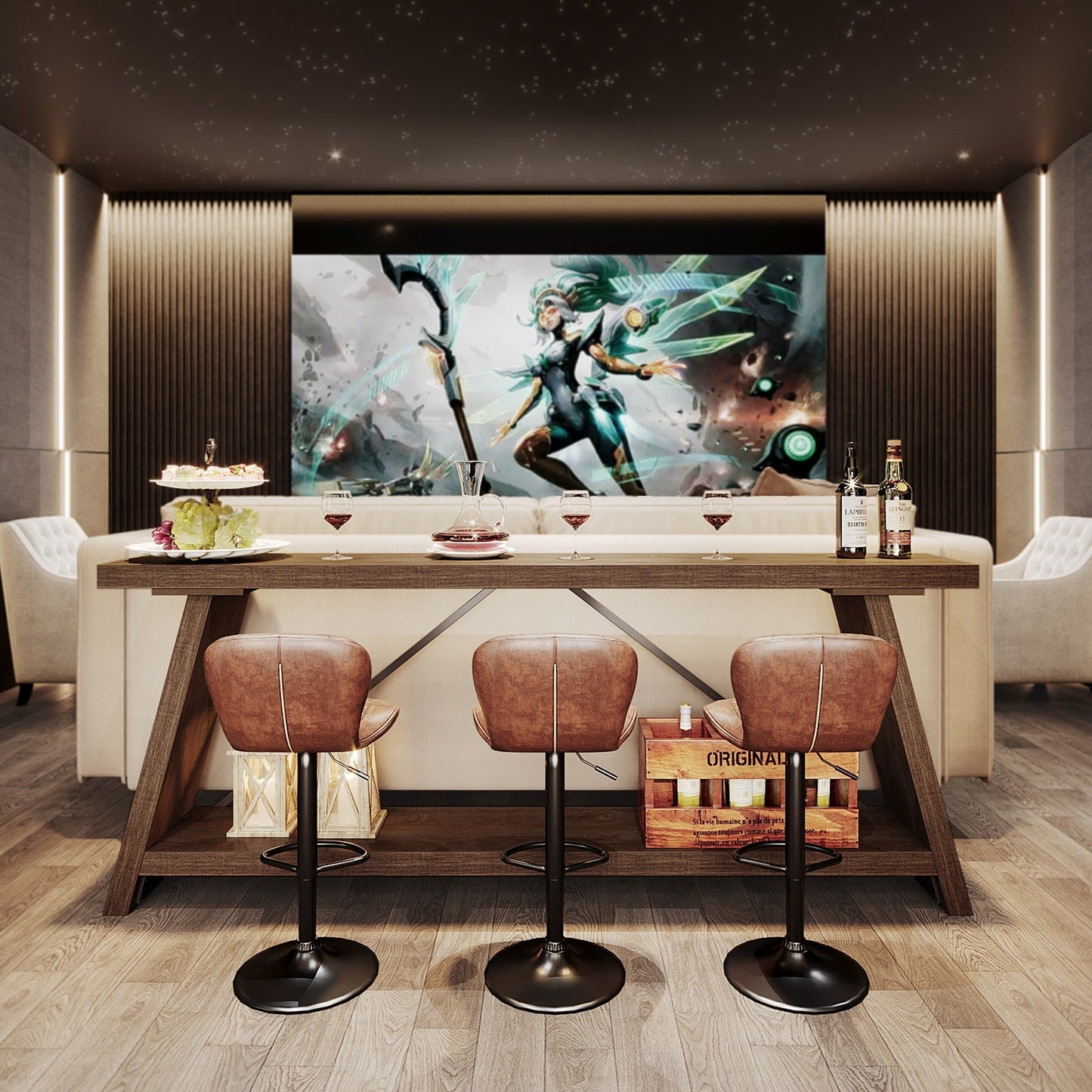 Console de canapé en bois rustique de 70,9 pouces de long avec étagère de rangement