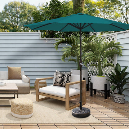 Parasol de patio Lopes de 9 pieds avec base en finition bronze et support de poids inclus