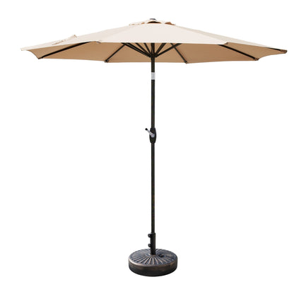 Parasol de patio Lopes de 9 pieds avec base en finition bronze et support de poids inclus