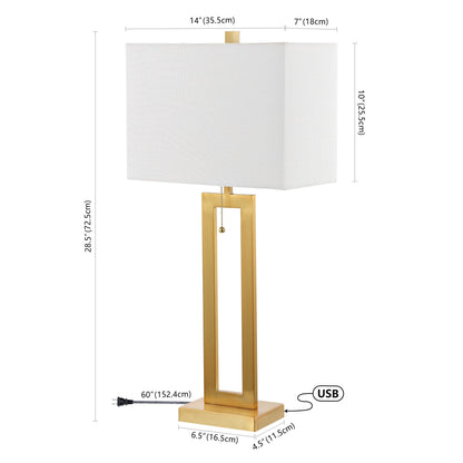 Lampe de table LED industrielle vintage Lucie 28,5 cm avec chaînette et port de chargement USB (lot de 2) par JONATHAN Y