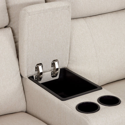 Canapé inclinable électrique MCombo 60.2 avec massage et double chauffage, appui-tête réglable, ports USB et Type-C, tissu