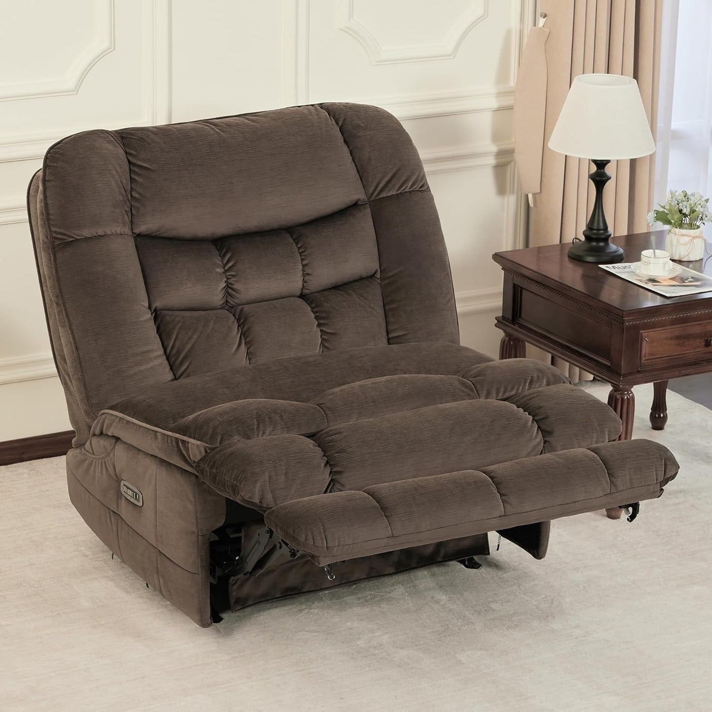 Fauteuil inclinable à bascule électrique surdimensionné MCombo à double moteur, sans accoudoirs, idéal pour le salon, tissu PR607