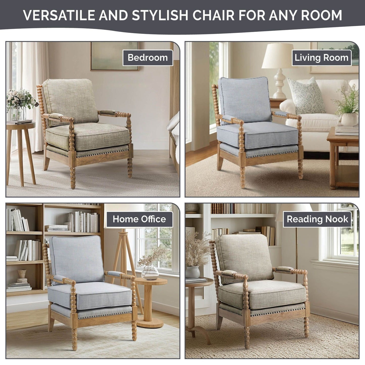 Fauteuil à cadre en bois tourné Madison Park Donohue