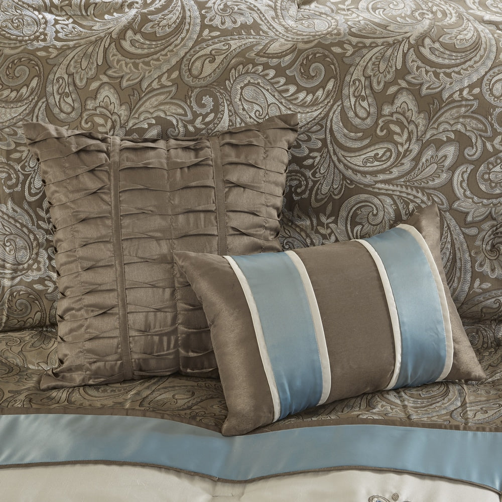 Ensemble de couette 7 pièces Madison Park Lorraine Blue Jacquard