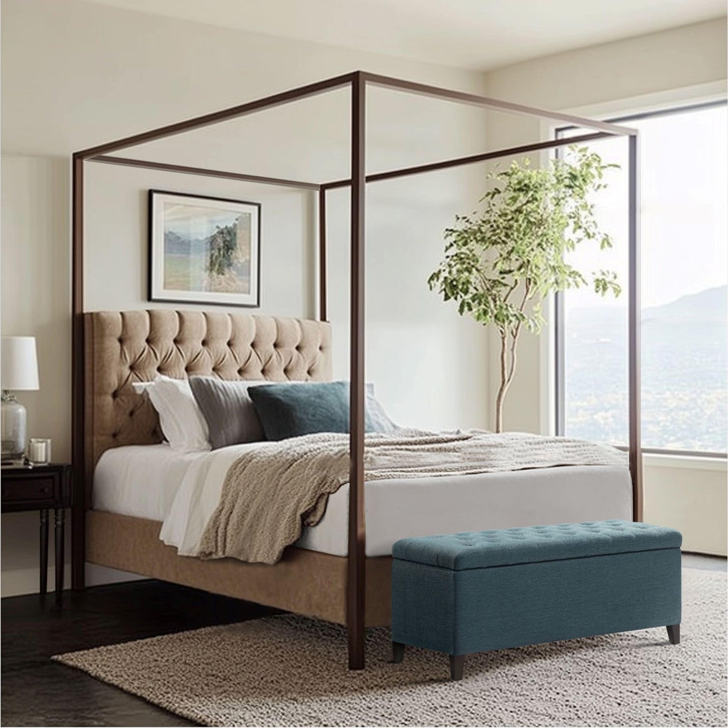 Banc de rangement rembourré à plateau capitonné Madison Park Sasha