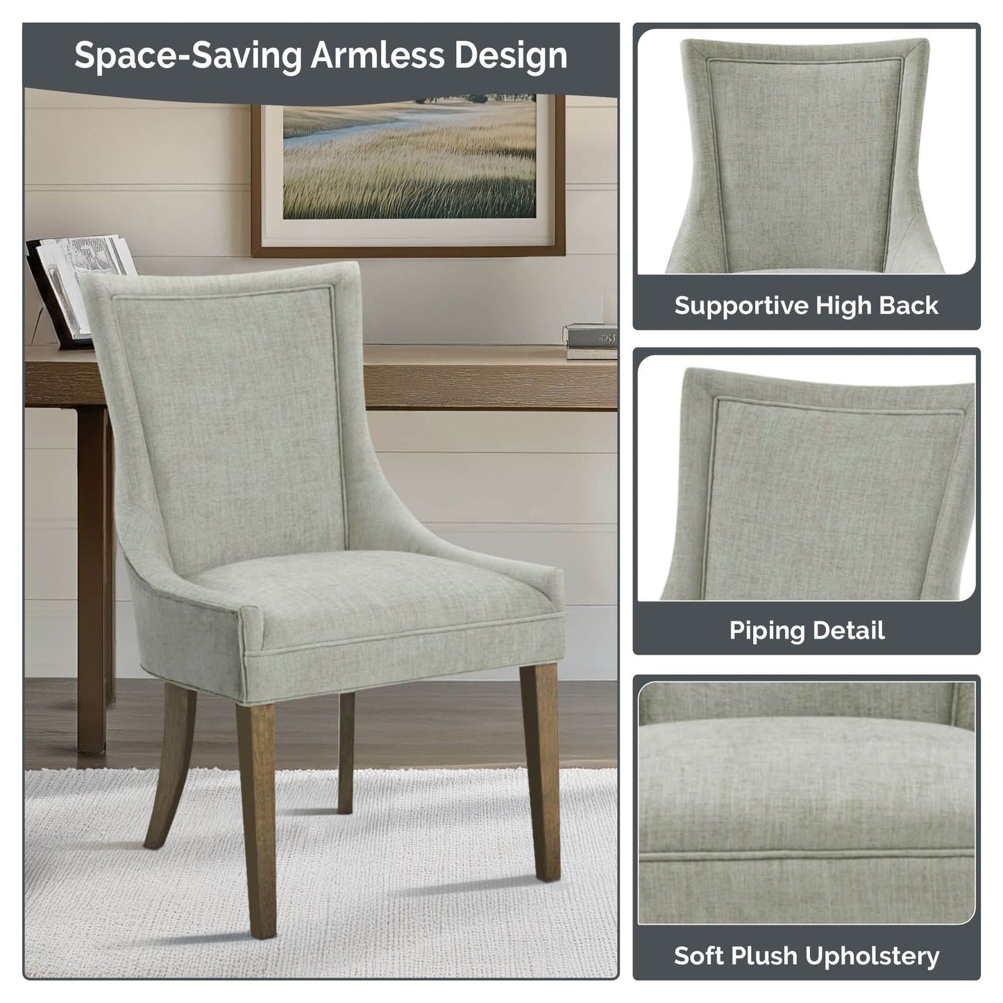 Chaises de salle à manger rembourrées Madison Park Signature Ultra avec pieds en bois (lot de 2) - N/A