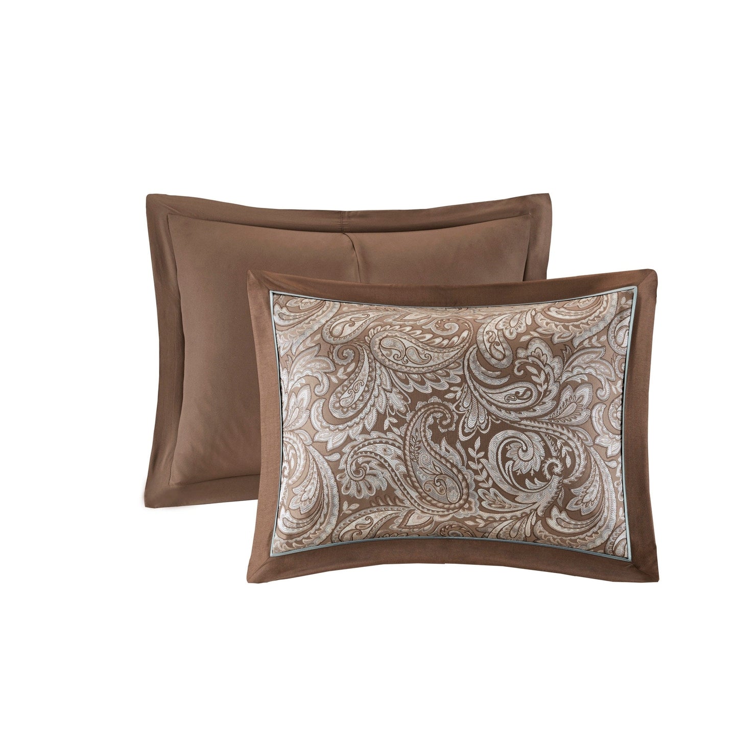 Parure de lit Madison Park Whitman bleu/marron 12 pièces avec draps en coton