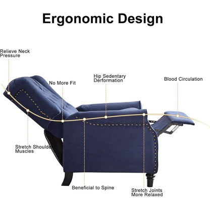 Fauteuil inclinable à dossier relevable, fauteuil en tissu avec décoration rivetée, fauteuil d'appoint simple